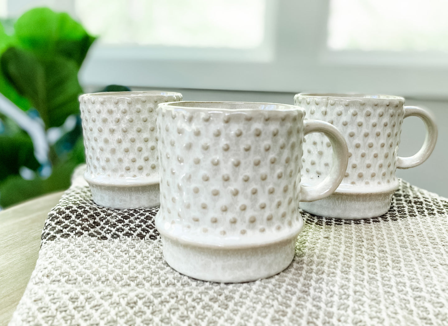 White Dotted Coffee Mug - Leyland Blue