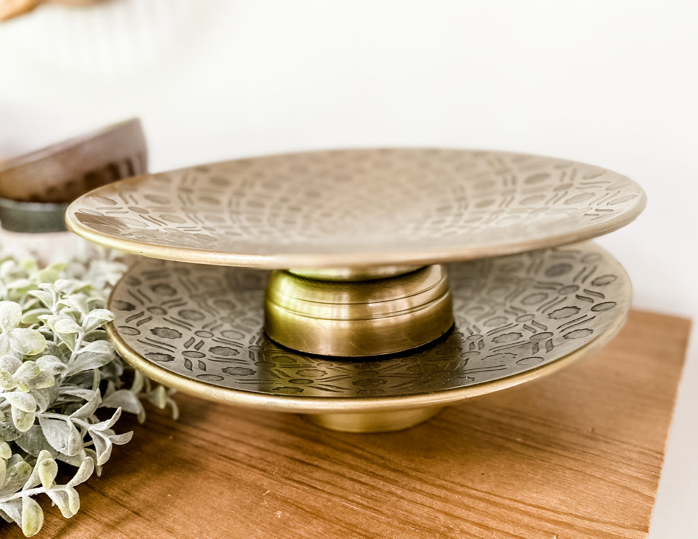 Gold Decorative Pedestal - Leyland Blue