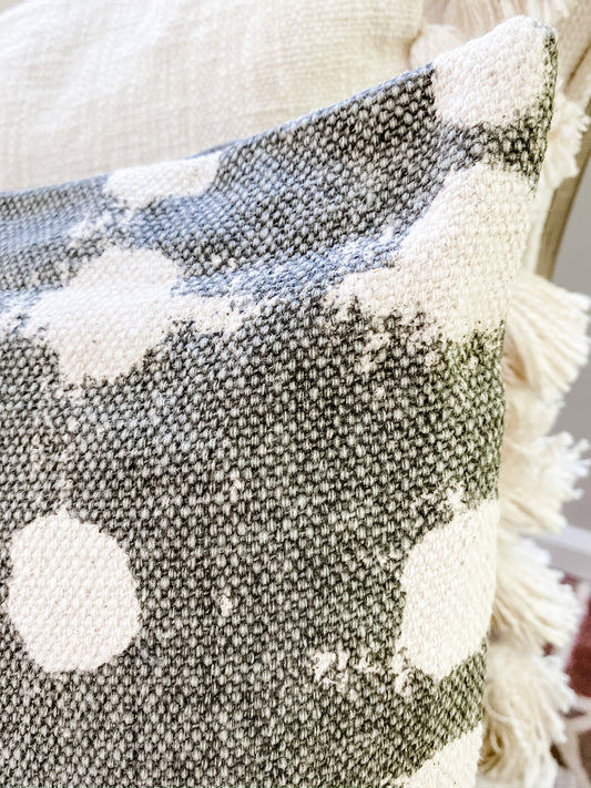 Grey & Cream Polka Dot Pillow