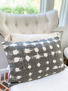 Grey & Cream Polka Dot Pillow