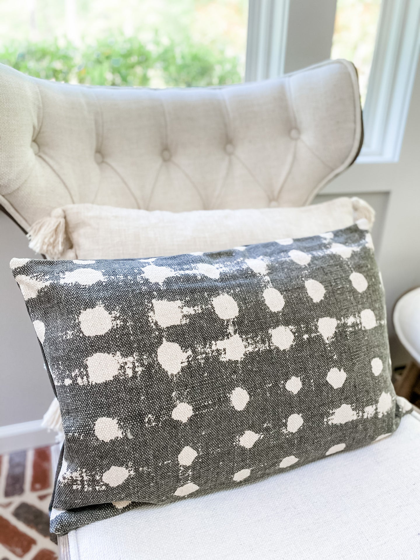 Grey & Cream Polka Dot Pillow