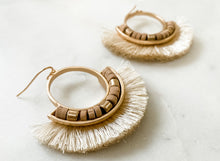 Load image into Gallery viewer, Bead &amp; Fringe Ivory Dangles
