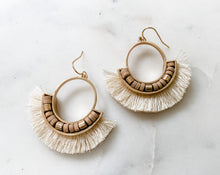 Load image into Gallery viewer, Bead &amp; Fringe Ivory Dangles
