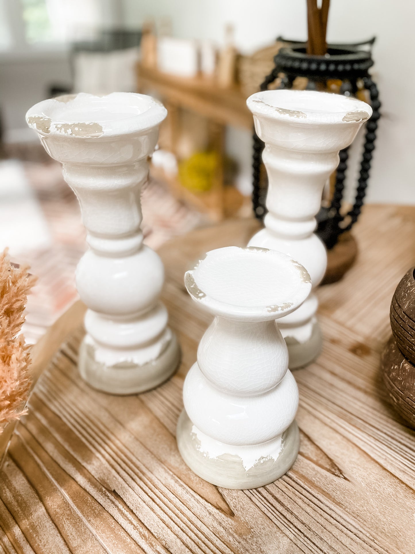 White Stone Candle Holder