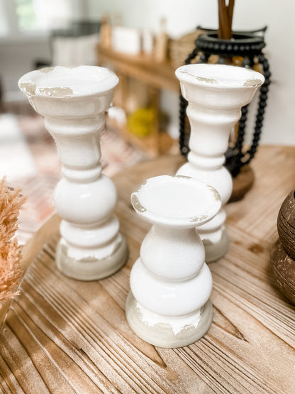 White Stone Candle Holder