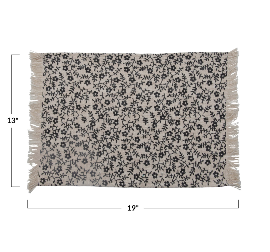 Black Floral Placemat
