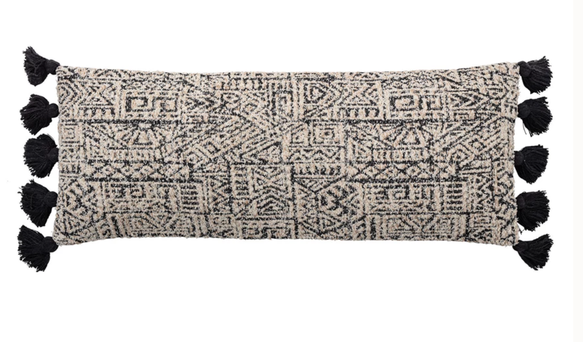 Black & White Patterned Lumbar Pillow