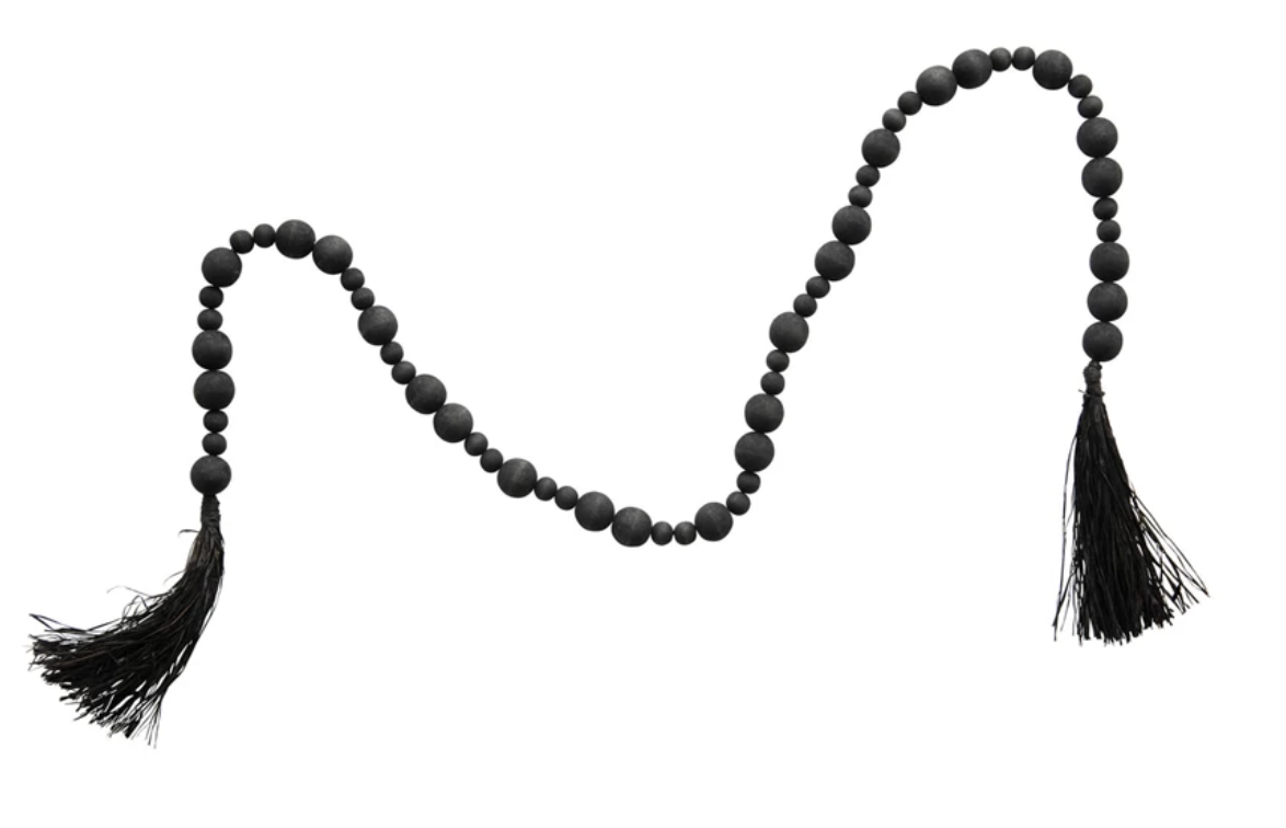 Wood Beaded Garland- Black