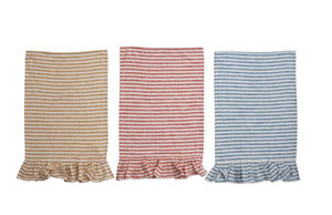 Striped Tea Towel with Ruffles