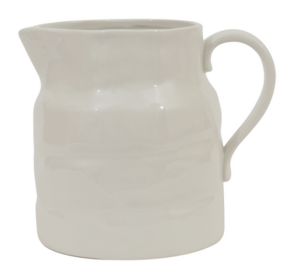 White Stoneware Pitcher- Large