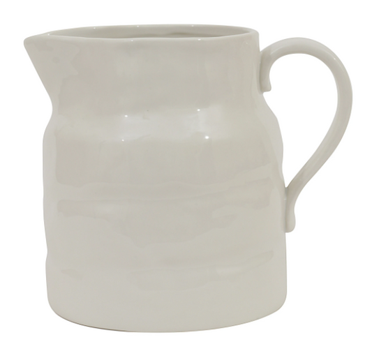 White Stoneware Pitcher- Large