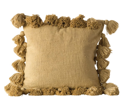 Mustard Tassel Throw Pillow
