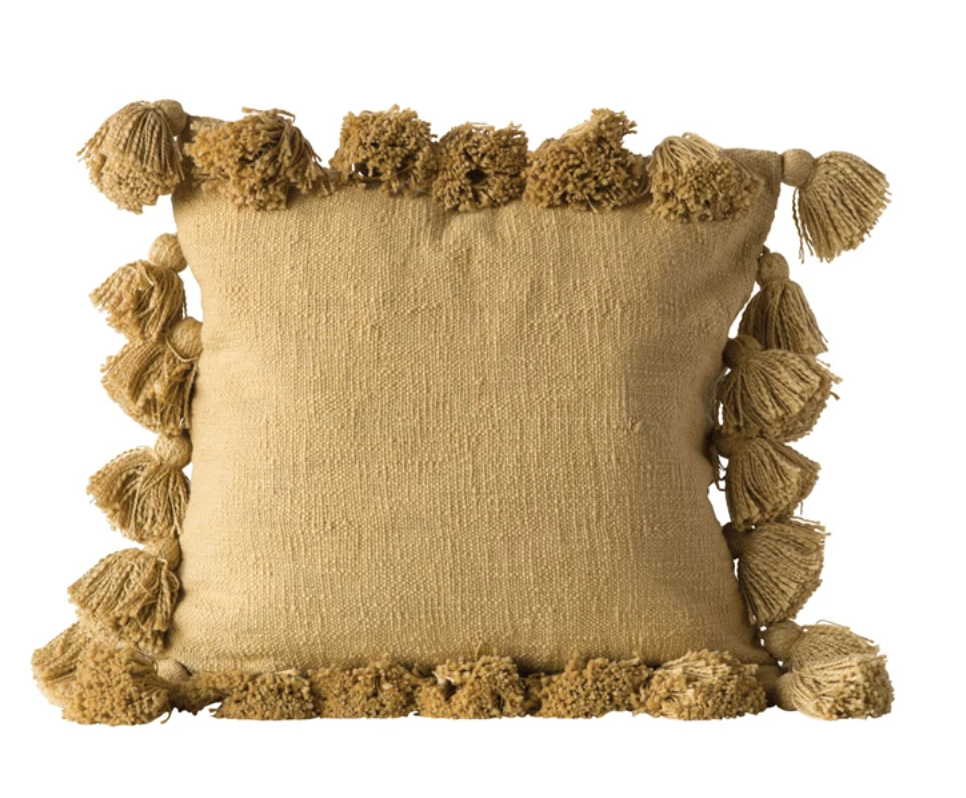Mustard Tassel Throw Pillow
