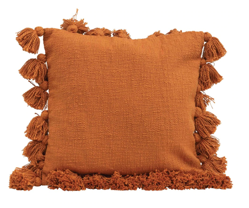Tassel Throw Pillow in Orange