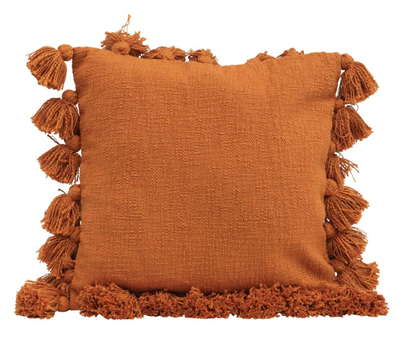 Tassel Throw Pillow in Orange