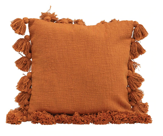 Tassel Throw Pillow in Orange