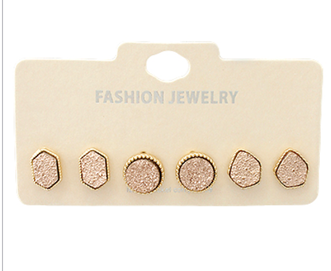 Rose Gold Stone Stud Set