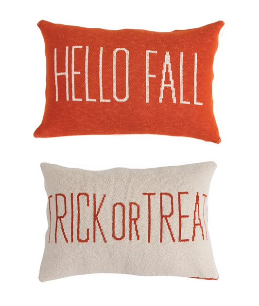 "Hello Fall/Trick Or Treat" Reversible Pillow