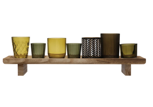 Wood Footed Tray with Votives