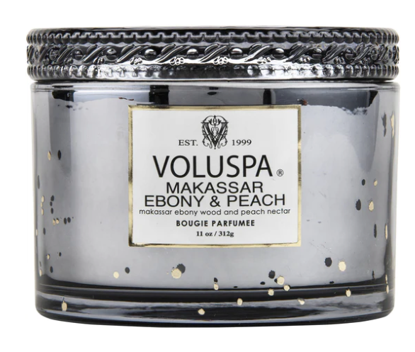 Voluspa Makassar Ebony & Peach 11oz Glass Candle