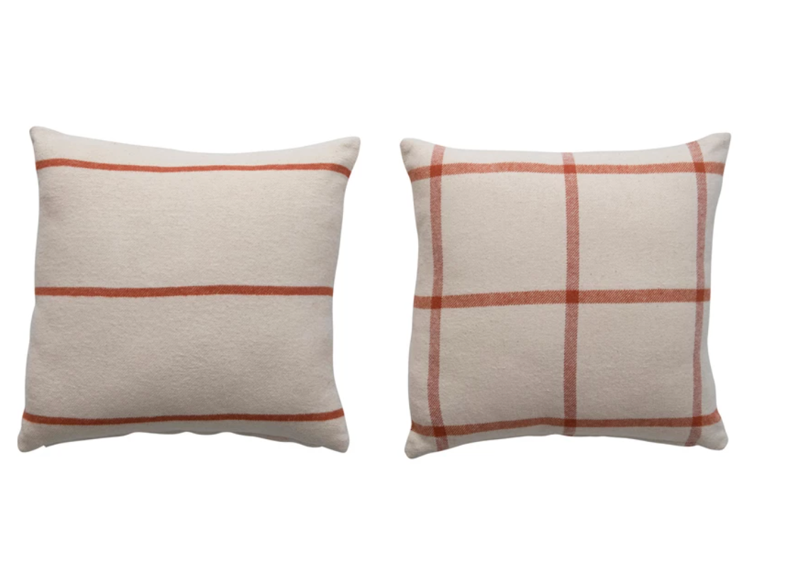 Fall Flannel Throw Pillow