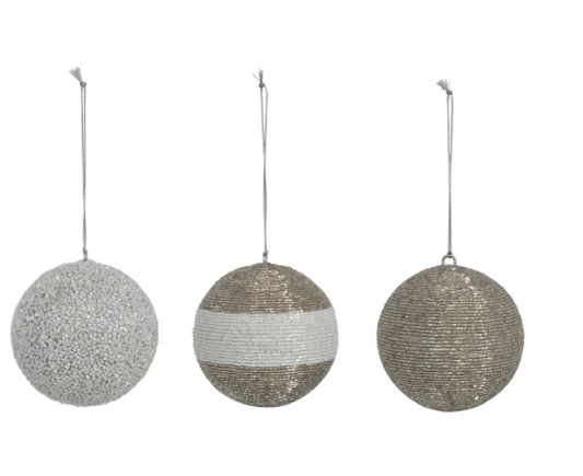 Silver & White Ball Ornament