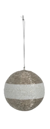 Silver & White Ball Ornament