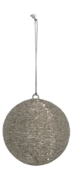 Silver & White Ball Ornament