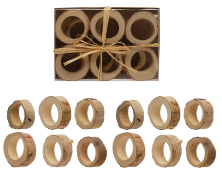 Birch Napkin Rings - Set of 12