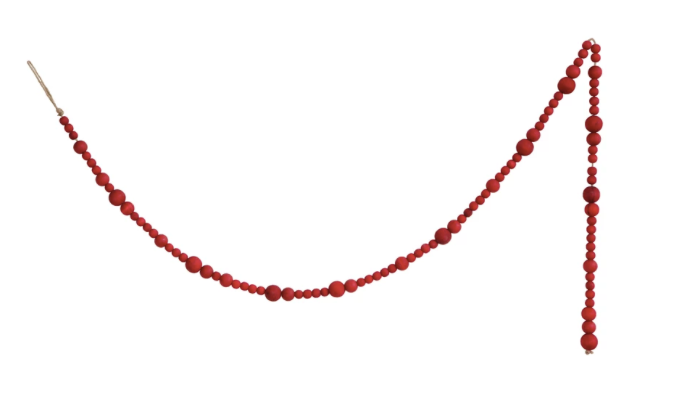 Wood Beaded Garland- Red