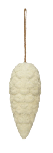 Silver Flocked Pinecone Ornament