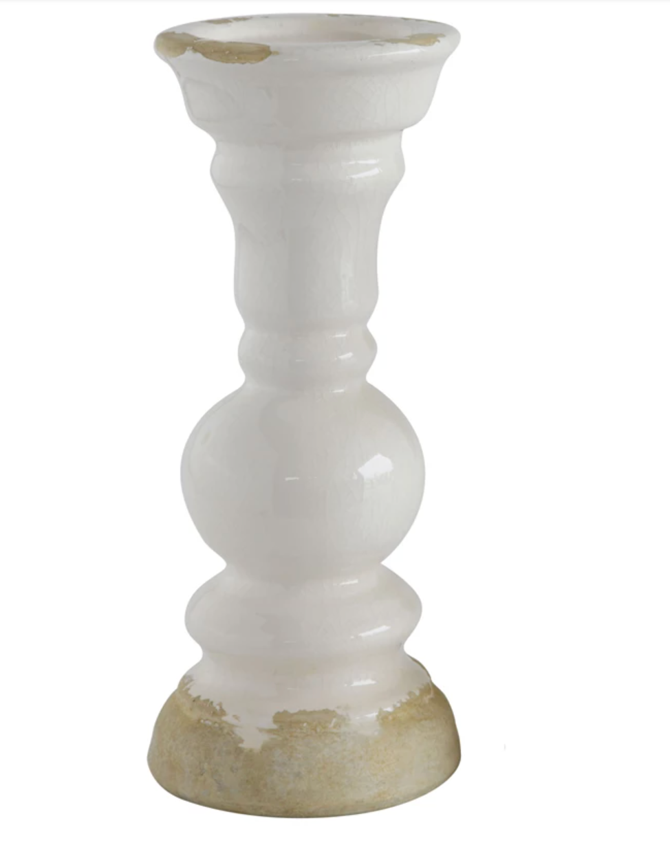 White Stone Candle Holder