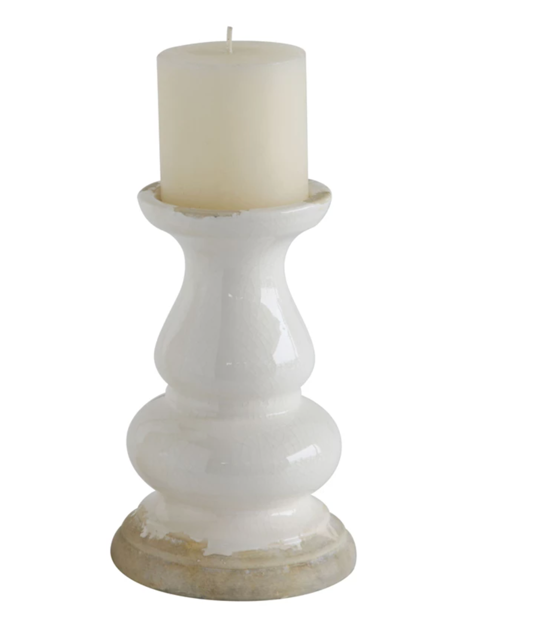 White Stone Candle Holder
