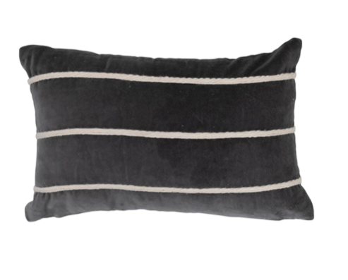 Black Velvet Lumbar Pillow