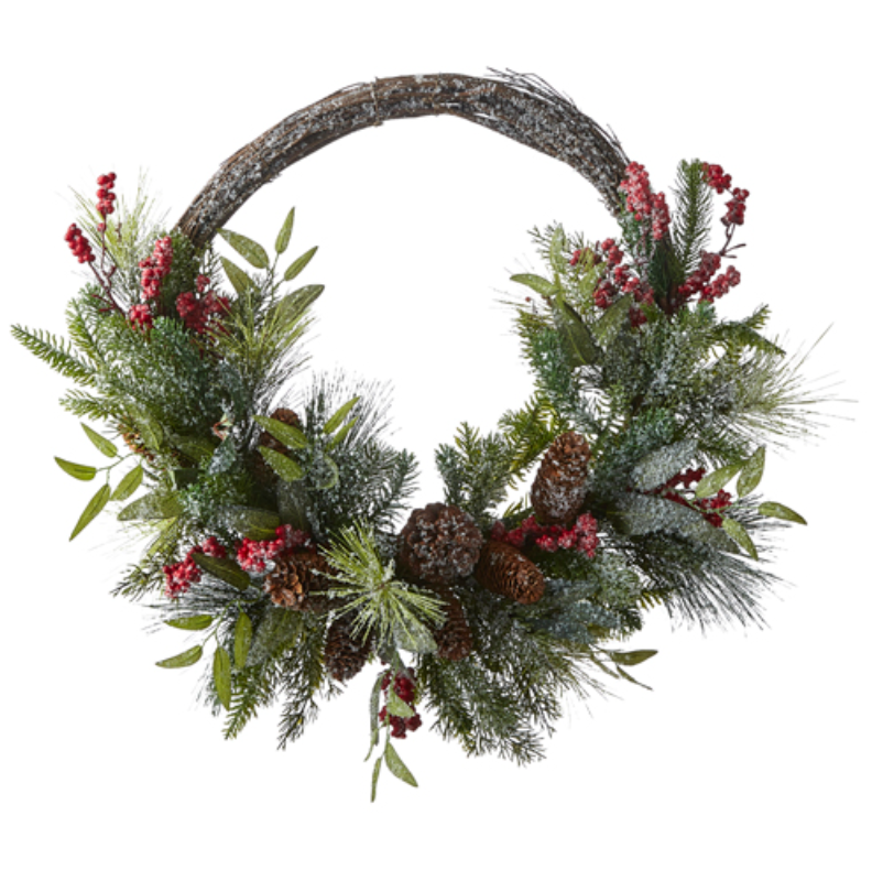 Snowy Pinecone & Berry Half Wreath