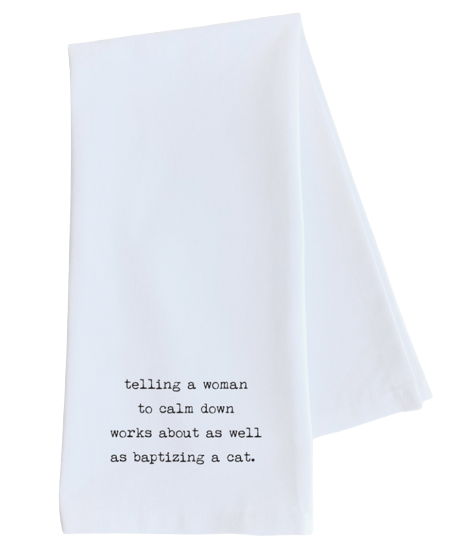 "Baptizing a Cat" Tea Towel