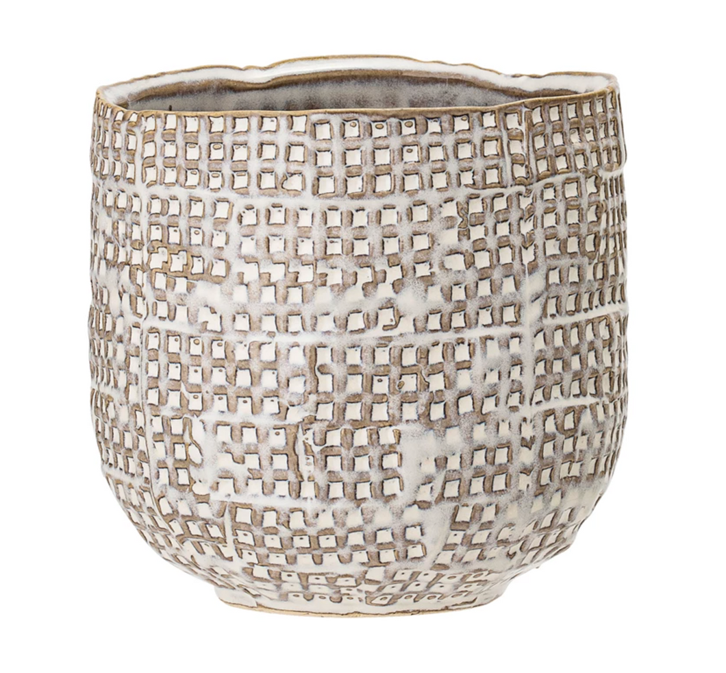 Checker Stoneware Vase