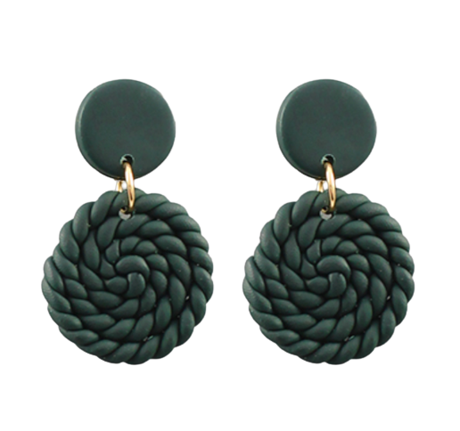 Knitted Clay Dangles- Green