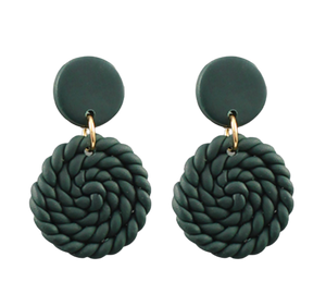 Knitted Clay Dangles- Green