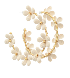 Ivory Flower Hoops