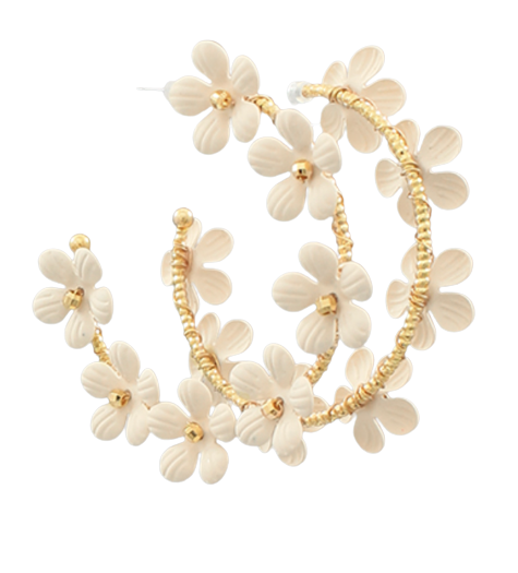 Ivory Flower Hoops
