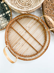 Round Bamboo Tray w/ Handles