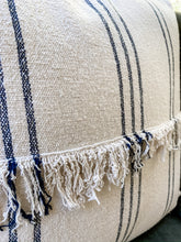 Load image into Gallery viewer, Navy Striped Fringe Pillow
