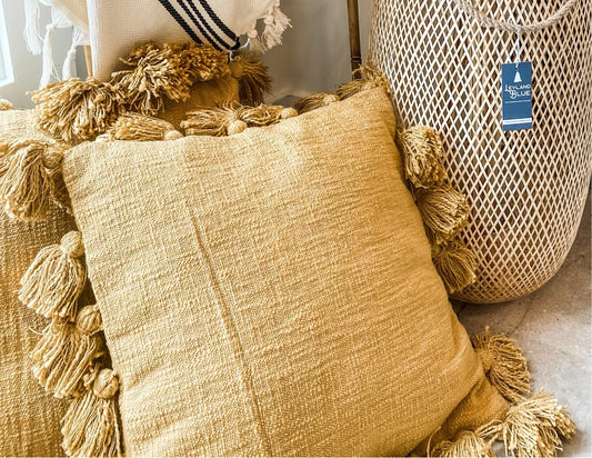 Mustard Tassel Throw Pillow