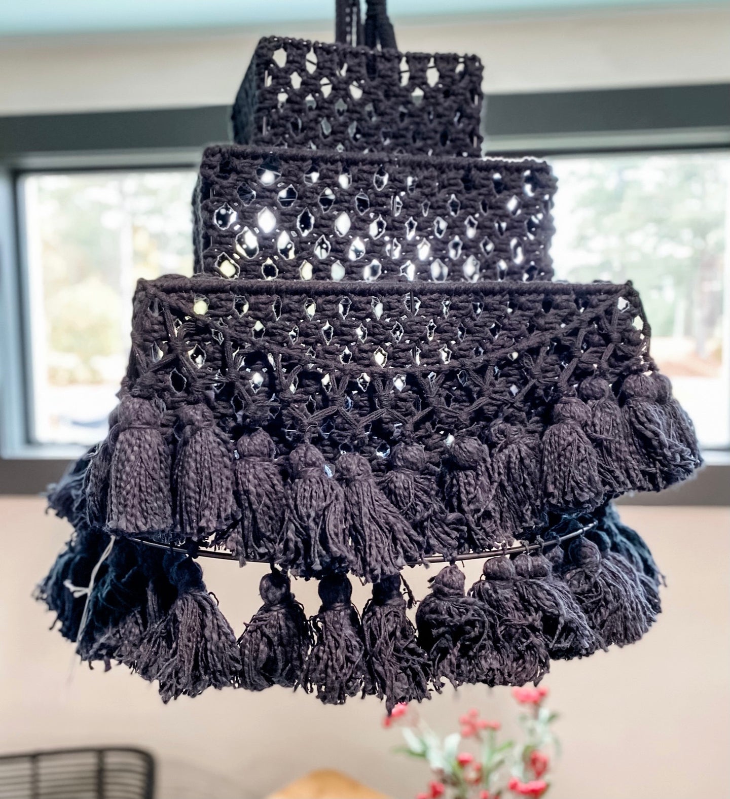 Black Macrame Chandelier (In-Store Pickup Only)