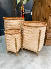 Load image into Gallery viewer, Woven Bamboo Footed Baskets
