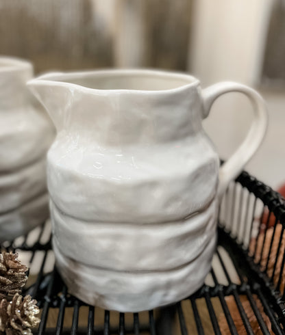 White Stoneware Pitcher- Large
